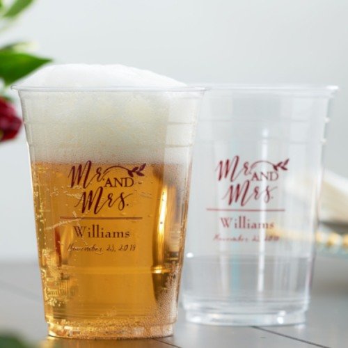 Personalized Clear Plastic Cups Wedding Favours